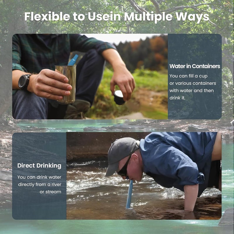 joypur Portable Water Filter Straw Survival, Essential Camping & Hiking Gear, Water Purification Straw for Travel, Biking and Emergency Preparedness - Image 4